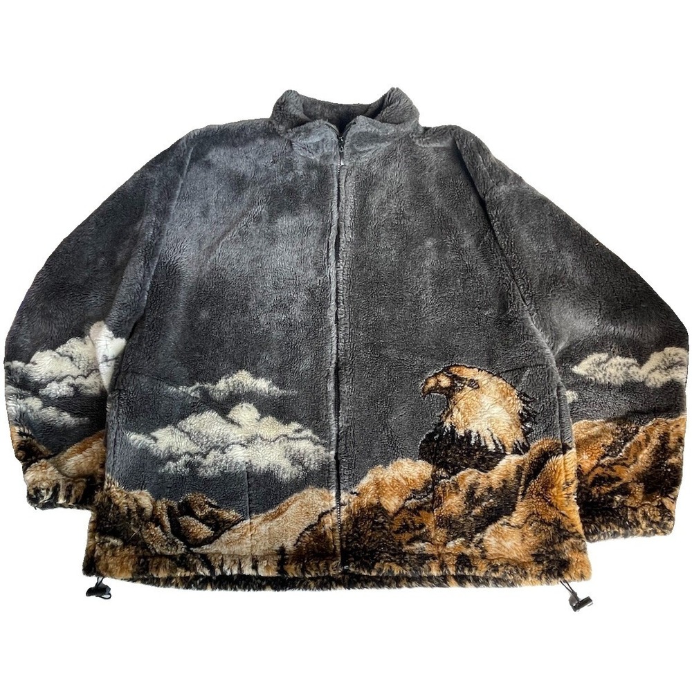 Vintage Bear Ridge Outfitters Fleece Jacket XL Full Zip Eagle Mountain Made USA